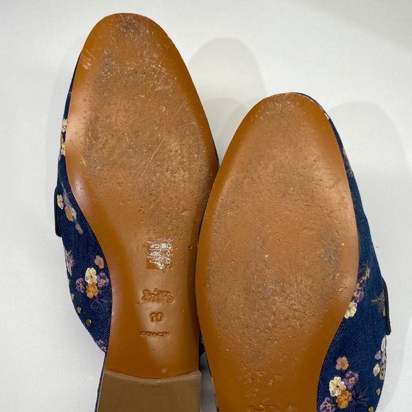 Coach Women's Floral Studded Denim Mules - Picture 9 of 9